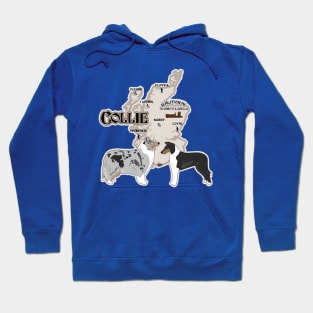 Collie Rough and Smooth Map of Scotland Hoodie